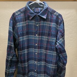 Vintage Pendleton Wool Board Plaid Flannel Shirt Men's XL USA 100% Virgin Wool